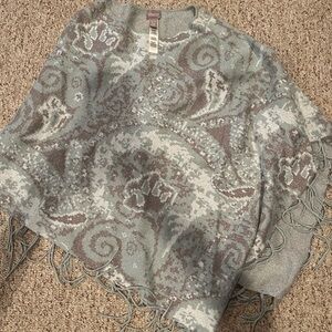 Chico's Blue and Gray Shrug Sweater/Poncho Size Small/Medium
